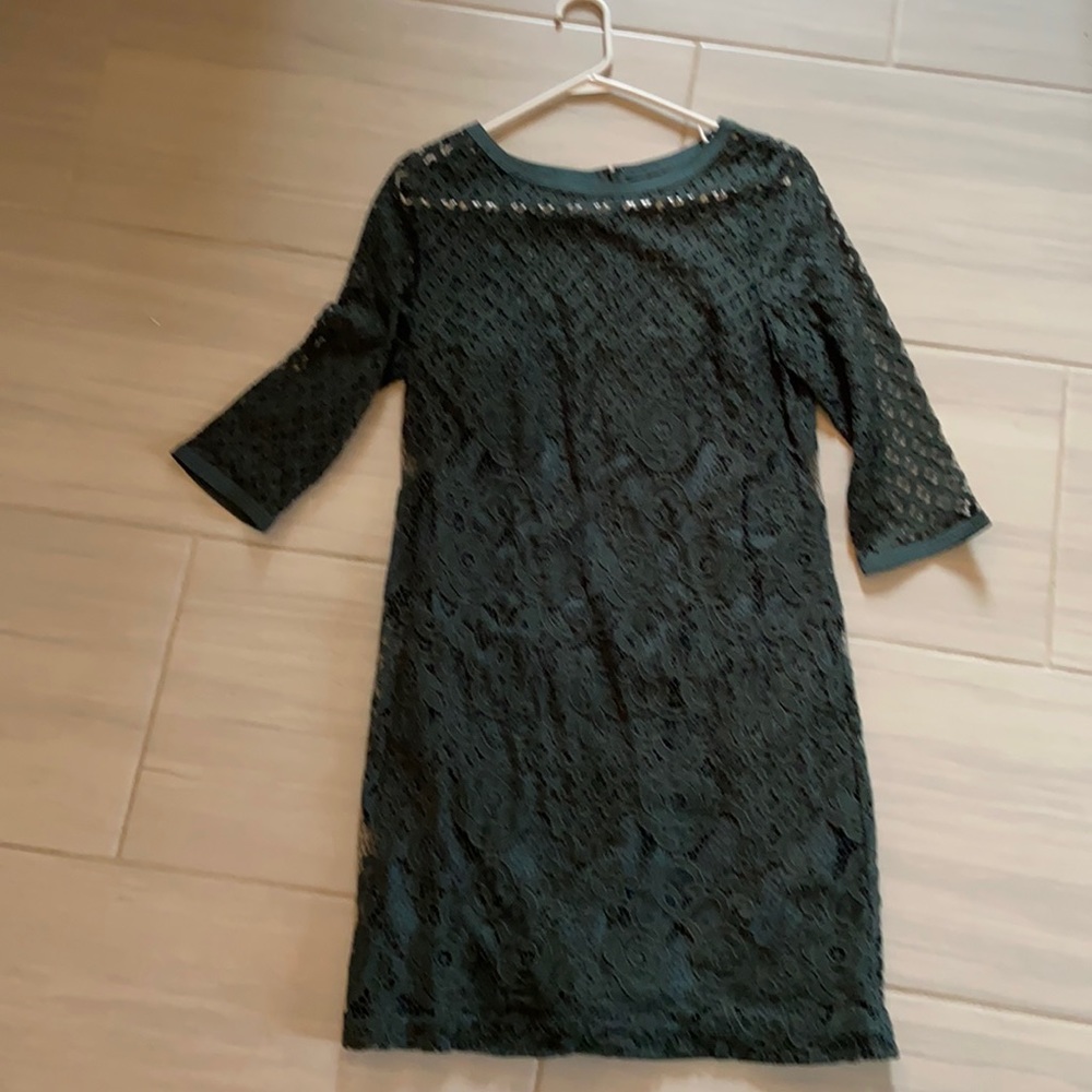 Quarter sleeve Green lace dress